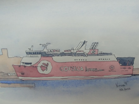 Ferry au port à Île-Rousse