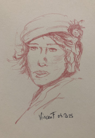 Visage de femme au crayon.