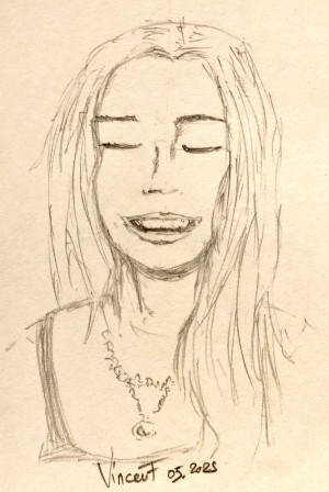 Visage de femme au crayon.